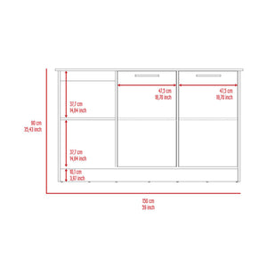 English Elm Kitchen Island With Spacious Countertop, Dual Storage Options & Modern White/Oak Finish Upgrade B097S00158