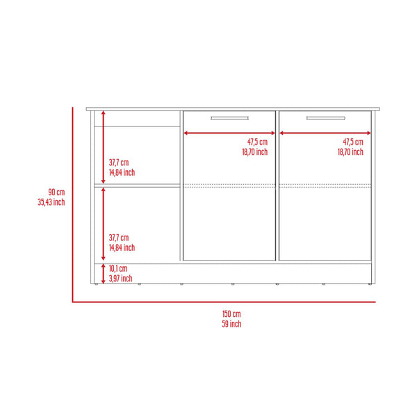 English Elm Kitchen Island With Spacious Countertop, Dual Storage Options & Modern White/Oak Finish Upgrade B097S00158