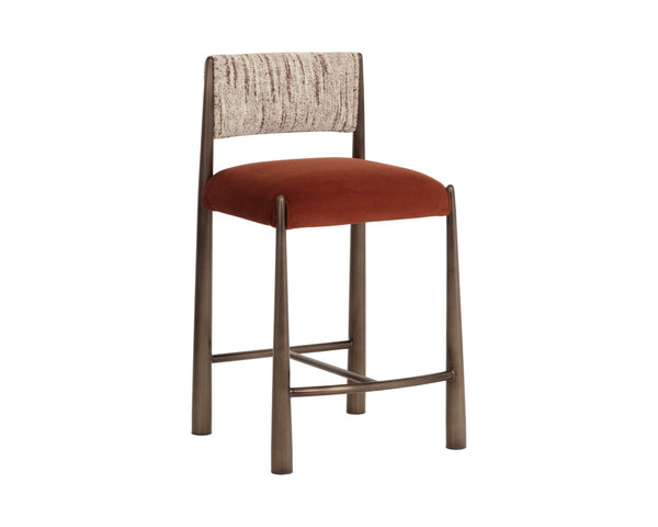Sunpan BAYARD Counter Stool - Stylish Two-Tone Upholstery with Dark Bronze Legs for Modern Interiors 112803