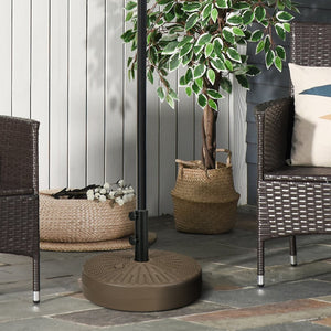 English Elm Outsunny 64 Lbs. Fillable Umbrella Base - Heavy-Duty Rattan-Style Stand For 1.25" To 2" Poles, Brown W2225P200712-GIGA