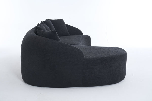 English Elm New Modular Chenille Sectional with Deep Curved Chaise and High-density Foam Seating W2231S00054