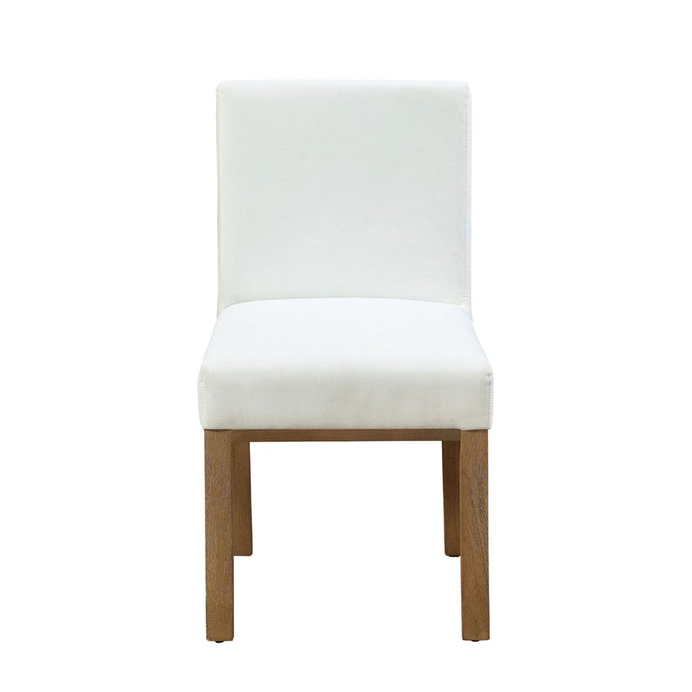 English Elm Rux White Upholstered Dining Chairs Set of 2 Rubberwood Farmhouse Style Seating B056P416852