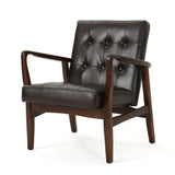 Christopher Knight Home® - Noble House - Marcola Mid Century Modern Faux Leather Club Chair with Wood Frame