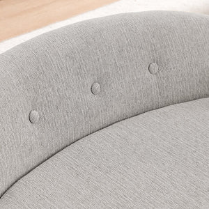 English Elm Oversized Oval Dog Sofa with Tufted Linen Backrest for Large Breed Lounging Comfort Beige W487P415300