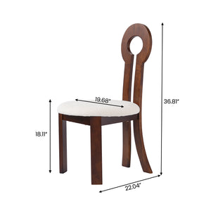 English Elm Vintage Rubber Solid Wood Dining Chair Set of 2 — Plush Berber Fleece Upholstery, Water & Stain Resistant, 280 lb Capacity Natural,White W1535P281510