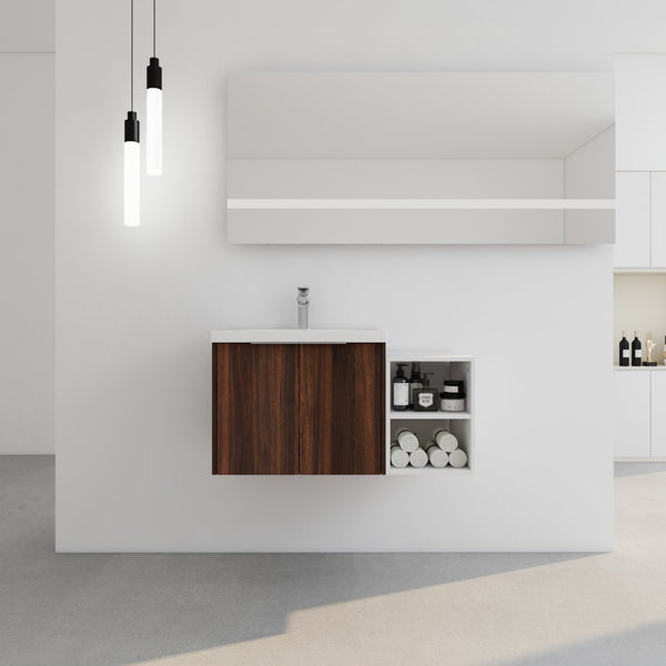 English Elm 36 Inch Soft Close Doors Bathroom Vanity With Resin Sink, Modern Design & Ample Storage Solutions W999S00183