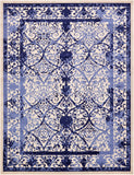 Unique Loom La Jolla Traditional Machine Made Floral Rug Ivory and Blue, Blue/Light Blue/Navy Blue 9' 10" x 13' 0"