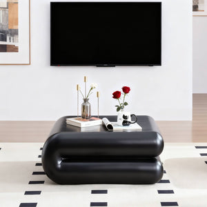 English Elm New Sculptural Fiberglass Coffee Table Low Profile Square Geometric Living Room Accent Black W2085P374161