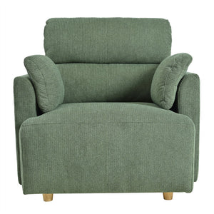 English Elm Oversized Storage Ottoman Accent Chair with Deep Wide Seat, Mid-Century Upholstered Lounge Sofa for Cozy Reading and Relaxation Dark Green W1028S00045
