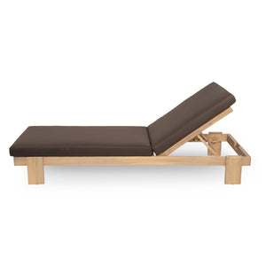 English Elm Christopher Knight Home® - Outdoor Acacia Wood Chaise Lounge with Adjustable Backrest, Water-Resistant Cushions, Durable Hardwood Frame Coffee,Teak N772P262628C