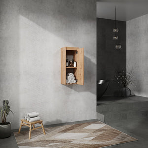 English Elm 12" Wall-Mounted Bathroom Side Cabinet with Soft-Close Hinges, Hidden Handle, Water-Resistant Finish W999P196498