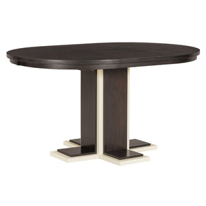 English Elm TREXM Retro Extendable Oval Dining Table with 16" Leaf, Double-Layer Pedestal, Durable Wood Finish Espresso XW000002AAP