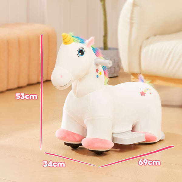 English Elm Qaba Battery Powered Toddler Ride on Pony with Music Soft Touch Foam Seat Pu Wheels White W2225P249817