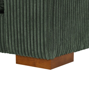 English Elm Large Corduroy Double Chaise Sectional Sofa with Lumbar Support for Spacious Living Rooms Dark Green B2748S00017