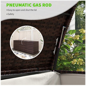 English Elm Outsunny 175 Gallon Weather-Resistant Rattan Deck Box With Pneumatic Lid For Outdoor Storage Solutions W2225P200688-GIGA