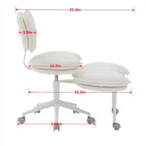 English Elm Artificial Rabbit Hair Cross Legged Desk Chair with Lumbar Support and Swivel Footrest W1143P402918