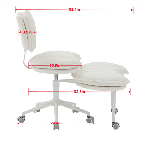 English Elm Artificial Rabbit Hair Cross Legged Desk Chair with Lumbar Support and Swivel Footrest W1143P402918