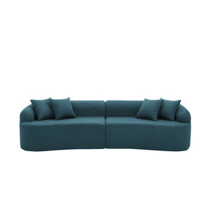English Elm Curved Modular Sectional Sofa with High-Density Foam Compression, No-Assembly Modern Minimalist Comfort Blue W487S00355