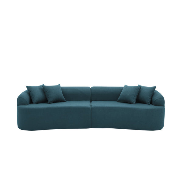 English Elm Curved Modular Sectional Sofa with High-Density Foam Compression, No-Assembly Modern Minimalist Comfort Blue W487S00355
