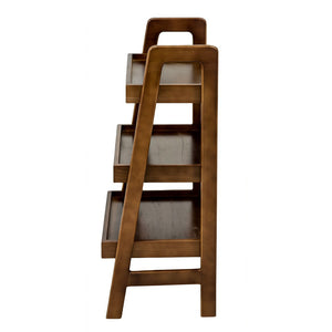 English Elm 100% Solid Wood Three Tier Ladder Shelf Freestanding Bookcase for Bedroom or Office W3204P445671