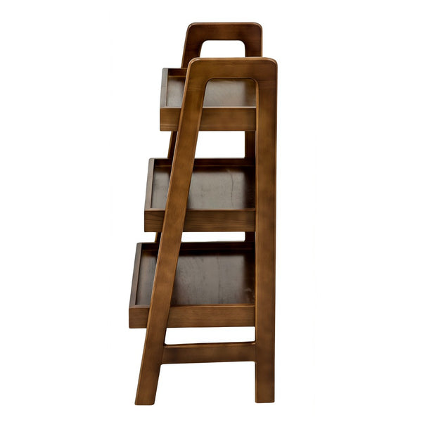 English Elm 100% Solid Wood Three Tier Ladder Shelf Freestanding Bookcase for Bedroom or Office W3204P445671