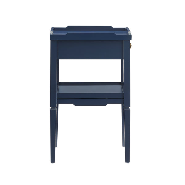 English Elm Foley Midnight Blue 1-Drawer Nightstand with Gold Pull, Tapered Legs, Lower Shelf & Smooth Glides B050P376967