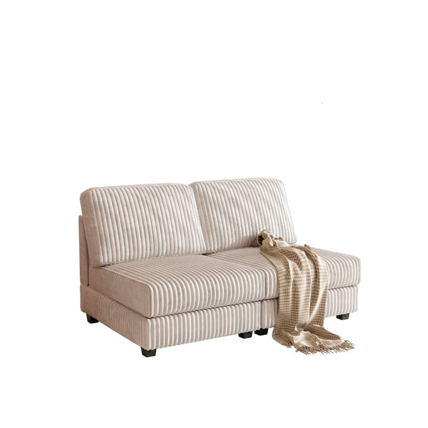 English Elm Double-seater Corduroy Sofa with Coil Spring Support for Casual Living Rooms Beige W1793P248662