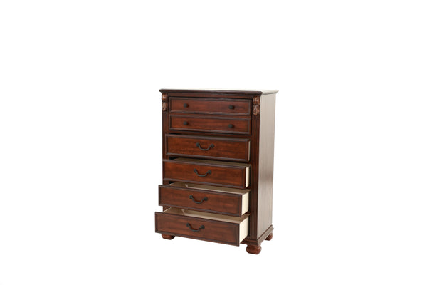 English Elm Dark Solid Wood 5-Drawer Chest with Lion Claw Carvings, Fluted Accents, 36x18x51in Storage Appeal B011P238669