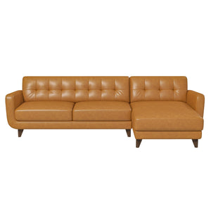 English Elm Ashcroft Furniture - Allison Right-Facing Tan Leather Sectional Sofa - Mid-Century Modern Comfort For Stylish Living Rooms B183S00120