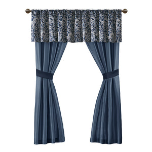 JLA Home Madison Park Essentials - 24 Navy Jacquard Paisley 24-Piece Room in a Bag Set — Elegant Comforter, Curtains, Shams & Decorative Pillows MPE10-982