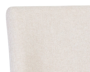 Sunpan Rayla Counter Stool - Elegant Cantilever Design with Textured Fabric and Antique Brass Frame Belfast Oatmeal