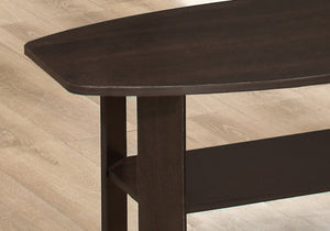 English Elm Table 3-Piece Set with Coffee and End Tables, Brown Laminate, Rounded Edges, Shelves for Storage Espresso 39 L x 25 W x 5 H B2710P219980