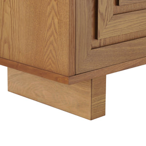 English Elm Christopher Knight Home® - Modern Sideboard - 59" Natural Finish Mdf Storage Cabinet With 4 Doors, Metal Handles For Home Use N780P352310N