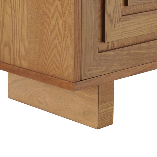 English Elm Christopher Knight Home® - Modern Sideboard - 59" Natural Finish Mdf Storage Cabinet With 4 Doors, Metal Handles For Home Use N780P352310N