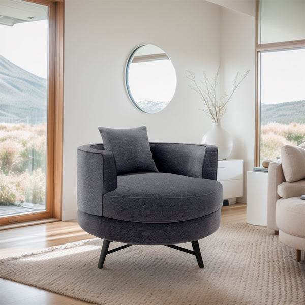JLA Home Chapel Hill - Swivel Chapel Hill Harper lounge chair with 360° swivel, plush high-density foam, solid wood frame, modern silhouette Dark Grey CH100-0052