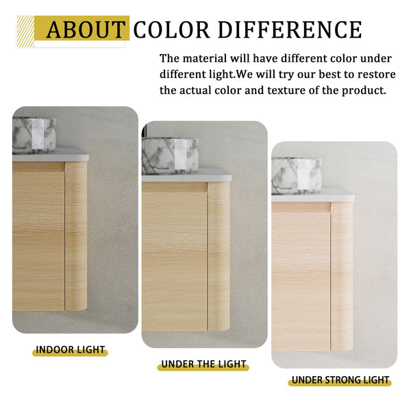 English Elm 24'' Wall-Mounted Bathroom Vanity With Ceramic Vessel Sink & Soft-Close Door For Small Spaces W999S00460