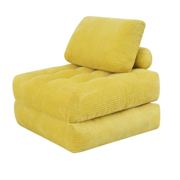 English Elm 70.8"corduroy Fabric Oversized Bean Bag Couch Plush Ergonomic Lounger for Dorm or Bedroom Yellow W3975P440929