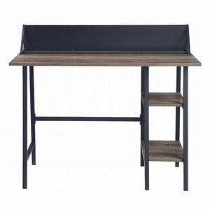 English Elm Rustic Oak And Black 2-Tier Writing Desk With H-Shape Base, Device Holder & Compact Design For Small Spaces B062P209210-GIGA