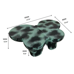 English Elm Modern Butterfly Coffee Table Faux Travertine Fiberglass Accent Table Matte Textured Sculptural Design Green W2085S00073