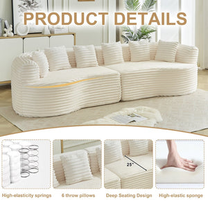 English Elm Curved Chenille Sectional Sofa Oversized Four Seat Cloud Foam Living Room Lounge W3505P355585