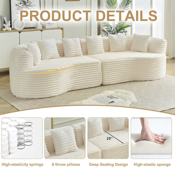 English Elm Curved Chenille Sectional Sofa Oversized Four Seat Cloud Foam Living Room Lounge W3505P355585