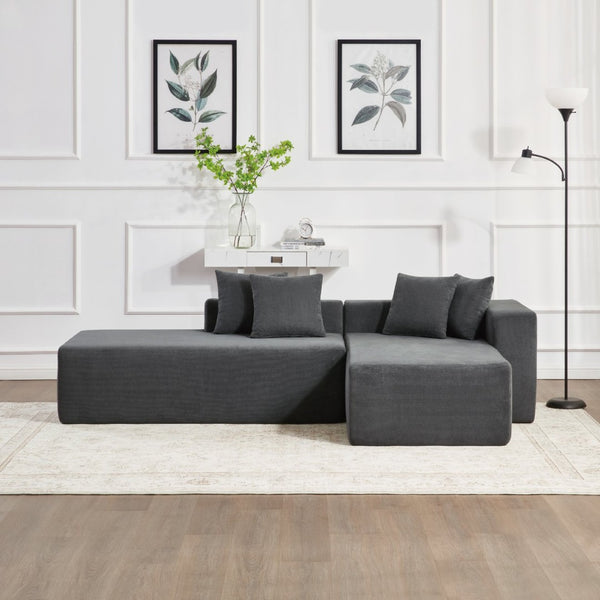 English Elm 101-inch Corduroy L-shaped Sectional Sofa Deep Seat Modular Lounge for Living Room W3480S00003