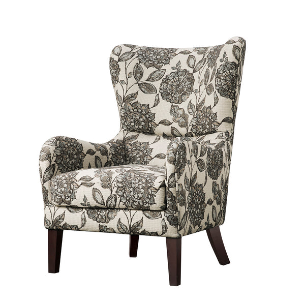 JLA Home Madison Park - Swoop Arianna Wing Chair with Sculpted Silhouette, Plush Upholstery, Tailored Piping & Wood Legs Multi FPF18-0428