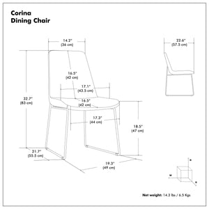 English Elm Corina Grey Dining Chair Set of 2 – Linen-Look Upholstery, Foam Padded Comfort, Sled Metal Base, Durable Finish B136P266921