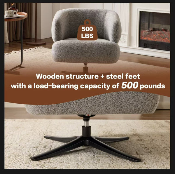 English Elm Cuddle-style linen swivel chair with 360° rotation, wrap-around cradle design for cozy compact spaces Antique Grey W3248P354261
