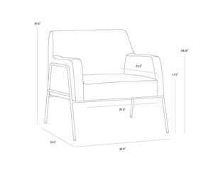 Sunpan Cybil Lounge Chair - Stylish Comfort with Modern Design and Antique Brass Legs for Your Space Vintage Caramel Leather