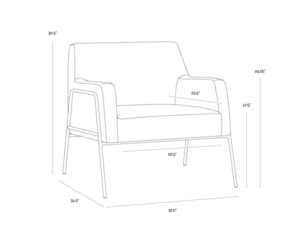 Sunpan Cybil Lounge Chair - Stylish Comfort with Modern Design and Antique Brass Legs for Your Space Vintage Caramel Leather