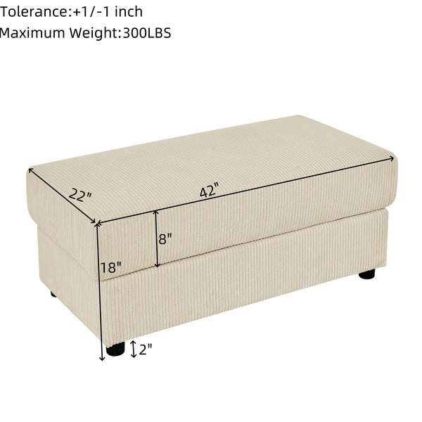 English Elm Regular Ottoman Plush Corduroy Footstool for Sofa 43"x21.7" Rectangular Sturdy 300lb Capacity Beige Comfortable Accent Piece for Living Room Bedroom Office W1117P251566