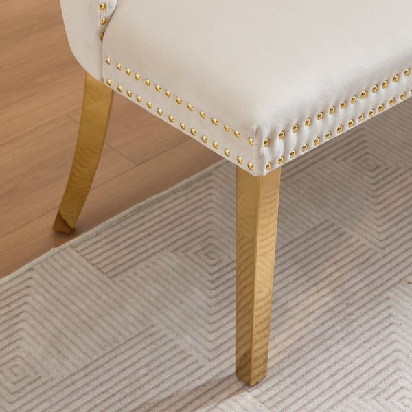 English Elm Velvet Double Dining Loveseat Bench - Elegant 2-Seat Tufted Velvet With Gold Legs, Mid-Century Modern Style W1143P362522-GIGA