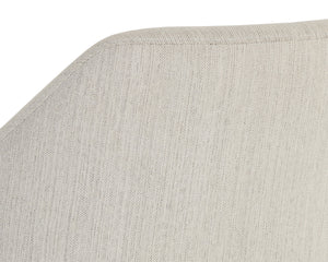 Sunpan Milton Dining Armchair - Chic Mid-Century Modern Design with Solid Rubberwood Frame & Brass Stretchers Light Wash / Mina Ivory